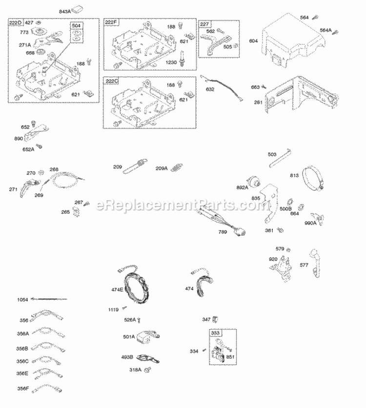 Controls Governor Spring Ignition Diagram and Parts List for 12S435-0125-G8  Briggs and Stratton Engine